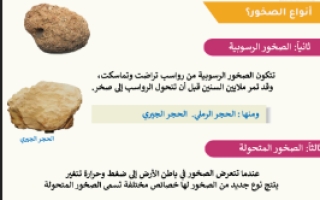 انواع الصخور (جزء2) علوم رابع ابتدائي ف2