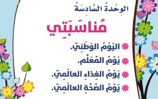 حل الوحدة السادسة مناسبتي تربية أسرية ثالث ابتدائي
