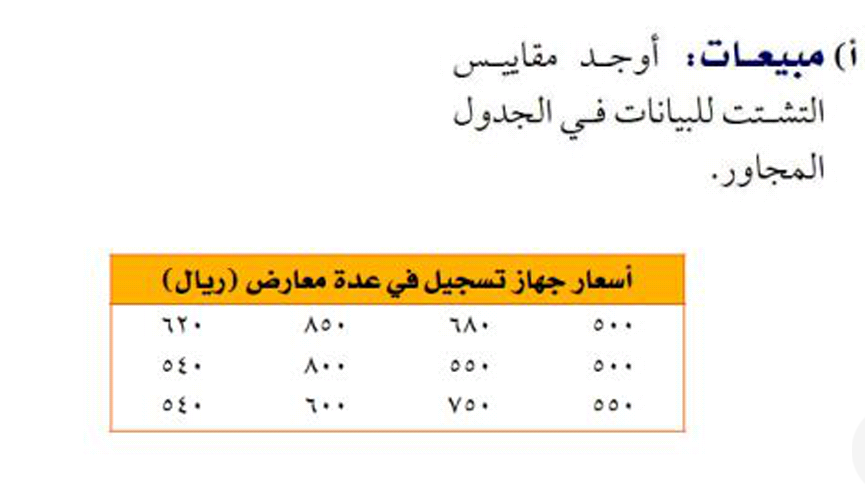 مقاييس التشتت ثاني متوسط